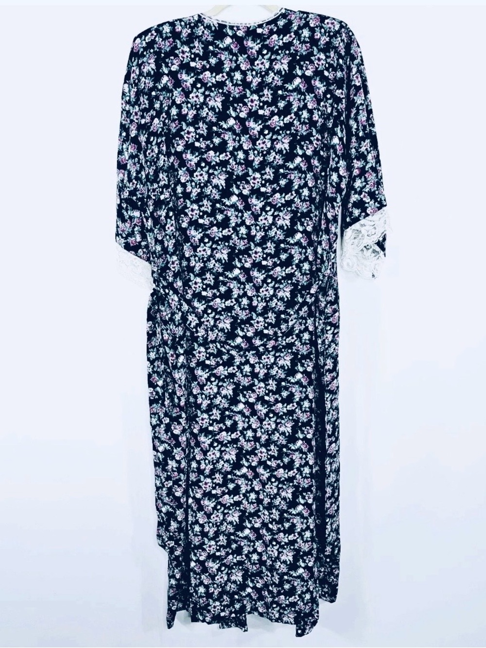Vintage California Dynasty Floral Peignoir Robe Nightgown Cottagecore 2pc Lace S - Picture 6 of 10